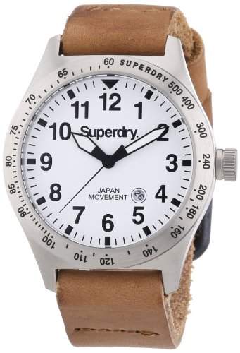 Superdry Herren-Armbanduhr XL Analog Quarz Leder SYG105TW