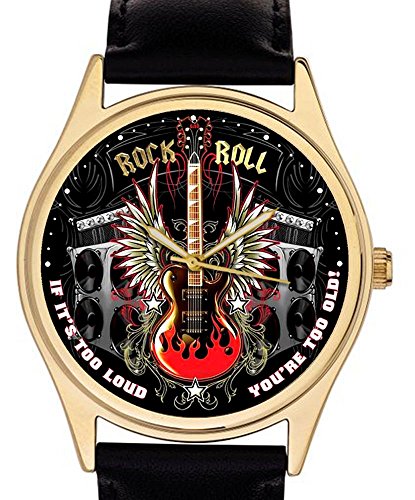 Der offizielle Rock n Roll Armbanduhr vergoldet Gitarre 40 mm Crazy