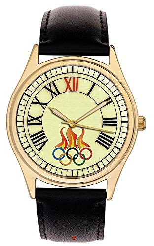 Olympische Geschichte Vintage Logo Art Olympischen Flamme Collectible 40 mm Armbanduhr