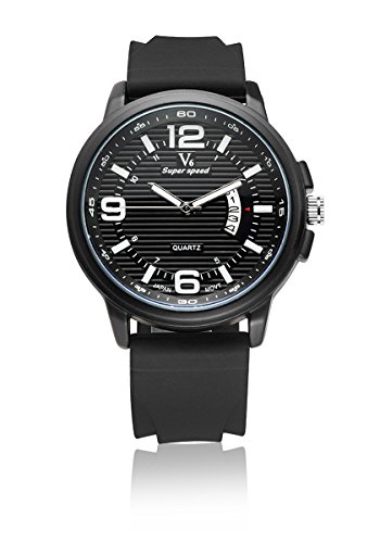 V6 neue Ankunfts Mode Uhr Mode Super Soft Silikon Band Schwarz