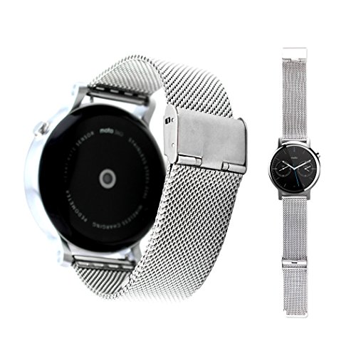 Netspower Metall Uhrenband Watch Strap Uhrenarmband Uhren Armband fuer MOTO 360 360 2 Generation Silber
