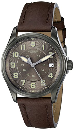Swiss Army Infantry Vintage Automatic PVD Stainless Steel GMT Mens Strap Watch Brown Dial 241519