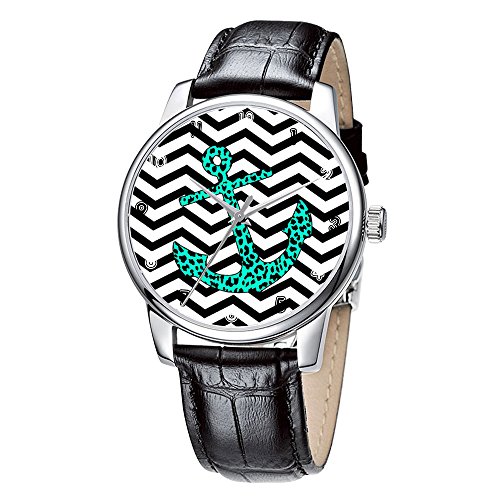 Topgraph Uhren Herren Damen Unisex Armbanduhr Elegant Uhr Leder Anchor Entwurf