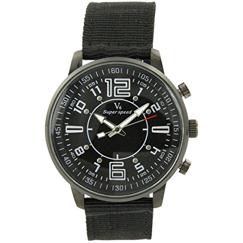 V6 Armbanduhr mit Stoff schwarz V6 1101