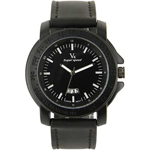 V6 Armbanduhr Herren Fashion Armbanduhr Leder schwarz V6 606
