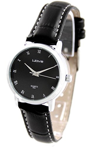 Damen Fantasie Armbanduhr Leder schwarz Wave 2667