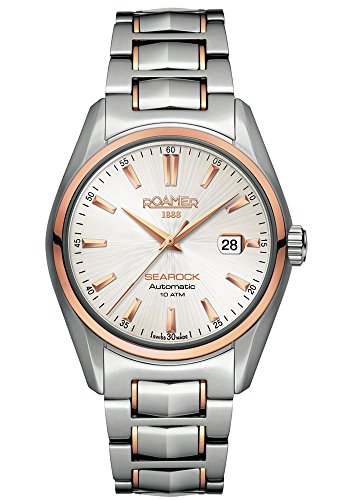 Roamer MenSearock Automatik Uhr mit weissem Zifferblatt Analog Anzeige und Silber Edelstahl Armband 210633 49 25 20