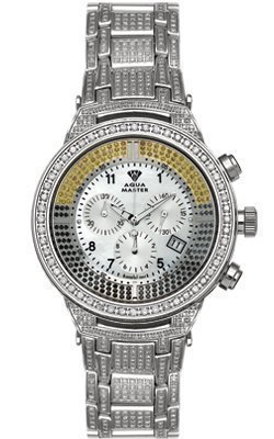 Aqua Master Herren s Power Kanarischen Diamant Uhr mit Diamant Luenette und 6 link Diamant Armband 6 70 ctw