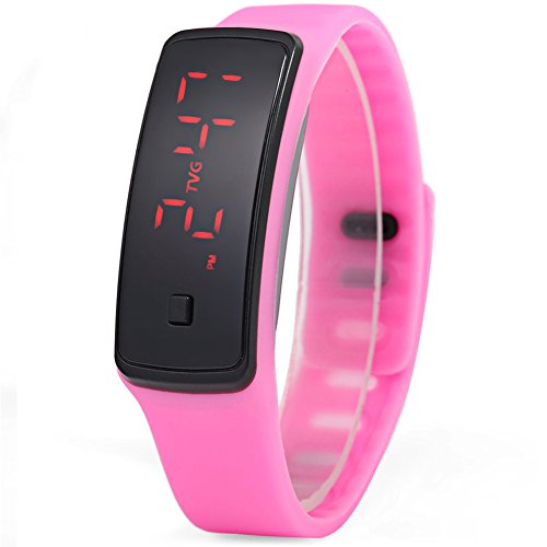 Leopard Shop TVG KM 550 Unisex Sport Armbanduhr LED Display Luminous Kalender Wasser Widerstand Pink