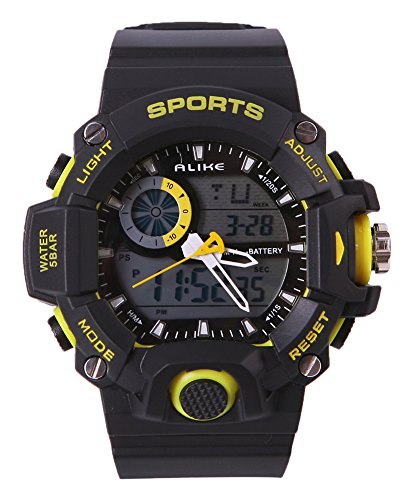 bsfy Digital Wasserdicht LED Alarm Multifunktions Herren Quarz Analog Sport Armbanduhr
