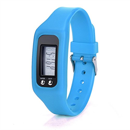 WINWINTOM 1Pair Digital LCD Pedometer Run Walking Distanz Kalorienzaehler Uhrenarmband Blau