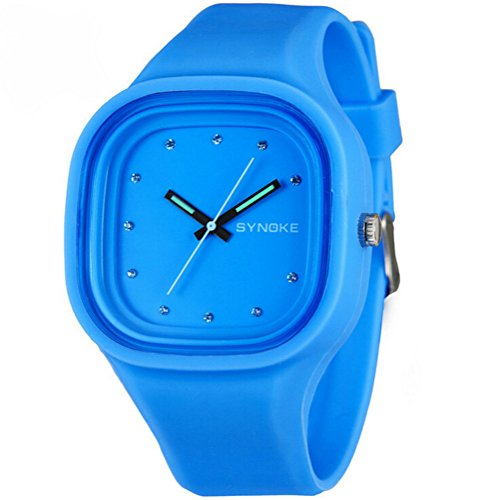 Jungen Maedchen Jelly Colorful Analog Wasserdicht Outdoor Sport Armbanduhr Schueler Uhren blau
