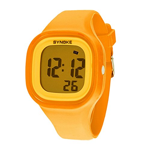 Jungen Maedchen Sommer Jelly Digital LED Display Armbanduhr Outdoor wasserdichte Sport Uhren Gelb