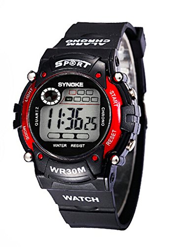 Boy s Multi Funktion bestaendig WASSERDICHT Digital LED Quartz Cool Sport Uhr Rot