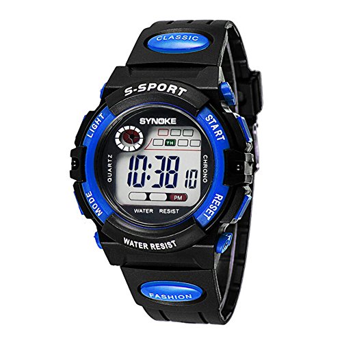 Jungen Maedchen Sommer Multi Funktion Outdoor Wasserdicht Digital Sport Uhren elektronische Handgelenk Uhren fuer Alter 5 13 Jahren blau