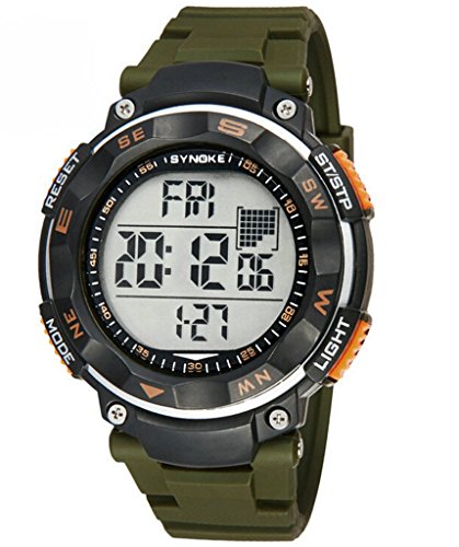 Herren Jugend Outdoor Big Ziffernblatt Wasserdicht Sportuhr Digital Handgelenk Uhren Armee Gruen