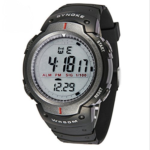 Herren Schlichtes Design Digitales LED Display Grosse Ziffern wasserdicht Casual Armbanduhr Sport Outdoor Uhren schwarz grau