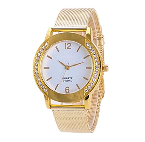 Watches Women Xjp Golden Metal Mesh Analog Quartz Wristwatch Bracelet