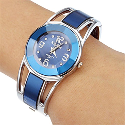Xjp Casual Womens Watches Bracelet Alloy Band Analog Quartz Wristwatch Gifts Blue