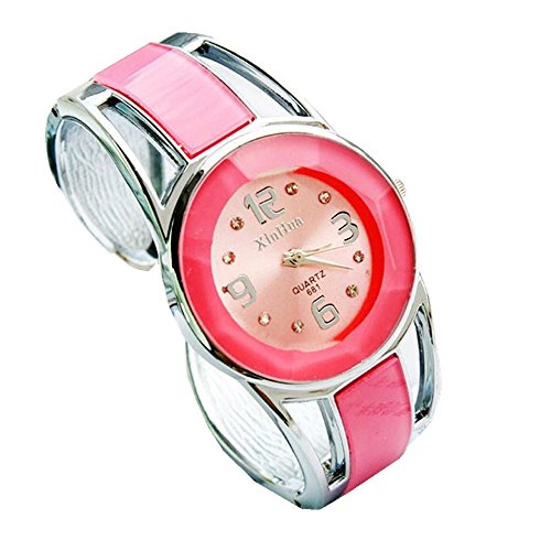 Xjp Casual Womens Watches Bracelet Alloy Band Analog Quartz Wristwatch Gifts Pink