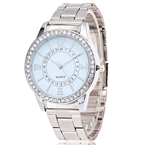 Xjp Casual Womens Watches Rhinestone Quartz Analog Watches with Stainless Steel Strap Silver