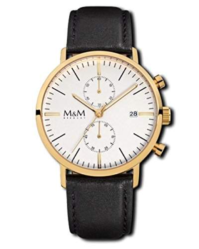 M&M Damen- und Herrenuhr Lederband M11911-432 Chronograph 229