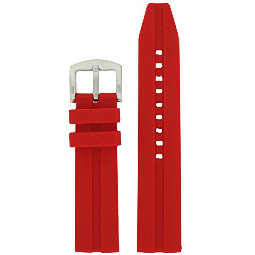 Armbanduhr Band rot Silikon Schwer Rubber Strap Wasserdicht Edelstahl Schnalle 22 Millimeter
