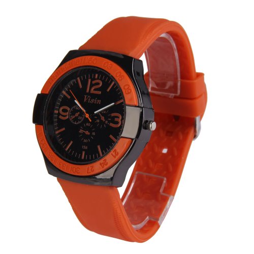 Vktech Visin Quartz Herrensportuhr Silikon Armband Eco freundlich Orange