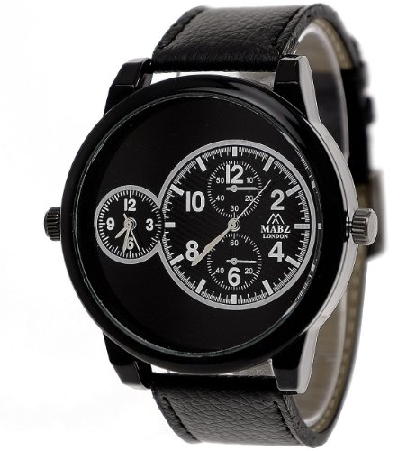 Weltzeit Militaer Herren designer Uhr 2 Uhrzeiten Schwarz Silber Weiss C29