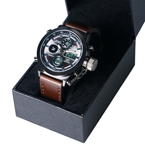 yisuya AMST 3003 Uhren Herren Luxus Marke Sport Dive 30 M LED Military Uhren mit echtem Leinwand Gurt Geschenk Box