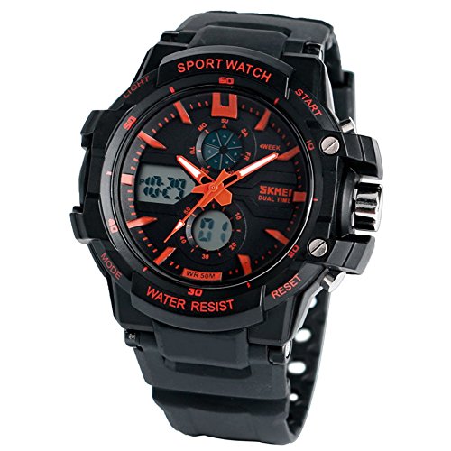 yisuya Herren Sport Armbanduhr Digital LED Outdoor Wasserdicht Dual Display Armbanduhren Militaer Armee Top Marke Luxus Uhren SKMEI 0990