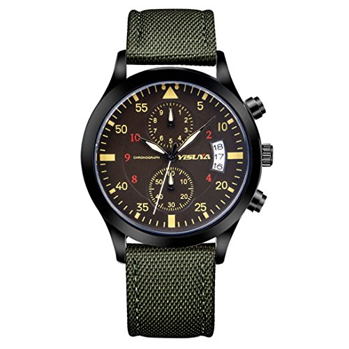yisuya Herren s Army Sport Outdoor Quarz Uhren Chronograph Stoppuhr mit Nylon armband Wasserdicht