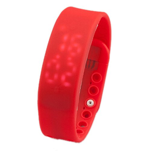 Dcolor 3D LED Wasserdicht Schrittzaehler Gesundheit Armbanduhr Pedometer Temperatur Sportuhr Fitness Schlaf Aktivitaetsprotokoll Kalorienzaehler Rot
