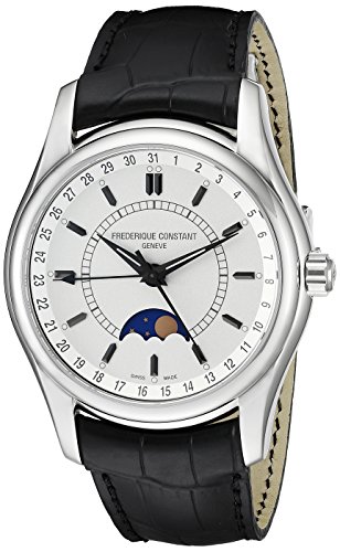 Frederique Constant Automatic Moonphase Stainless Steel Case Black Calfskin Mens Watch Date FC 330S6B6