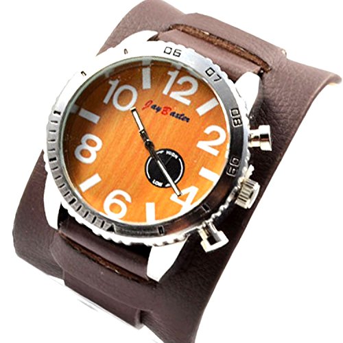 XXL Armbanduhr Grosse Uhr Uhr in Braun Silber Retro