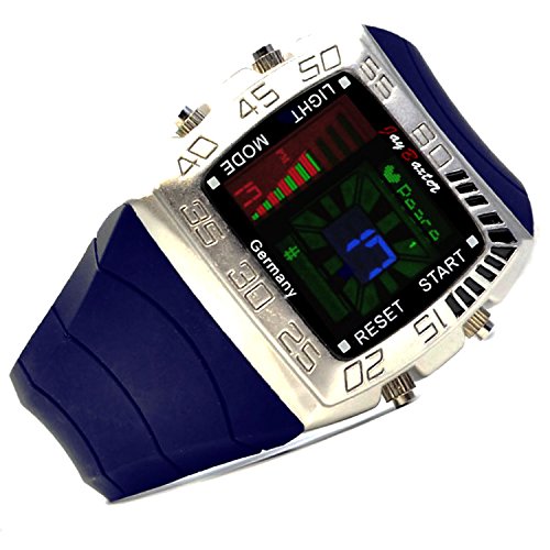 Digital mit LCD Display in Silber Blau XXL Watch