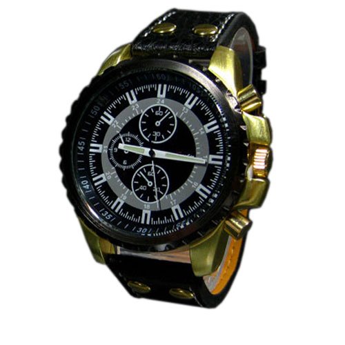 Elegant Chronograph Gold Schwarz Look UBoot Design XXL Mega Uhr
