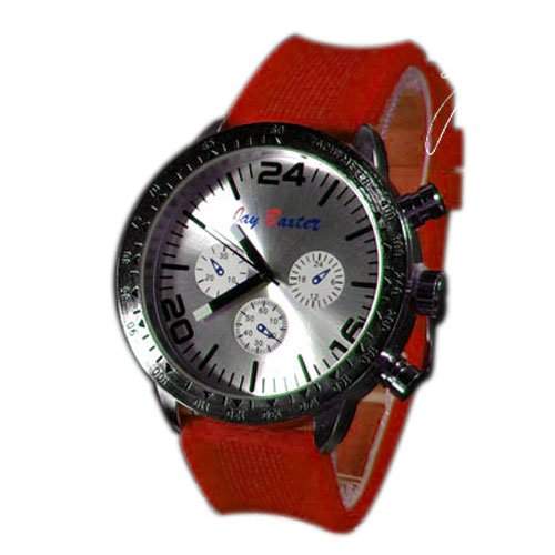 Herrenuhr XXL Silikonuhr Rot Silber Mode Design Sport Bunt Unisex Herren Uhr