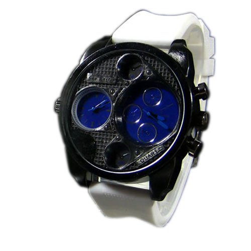 SILIKON UHR XL Mode Weiss Blau Armbanduhr DUAL Sport STYLE Trend WATCH