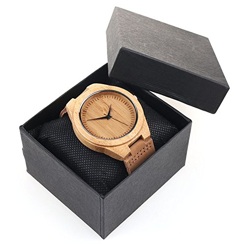 YHANONAL Armbanduhr Wasserdicht Uhr Handgefertigte Holz Armbanduhr Freund Ehemann Geschenk Gift Watch Braun Keine Nummer