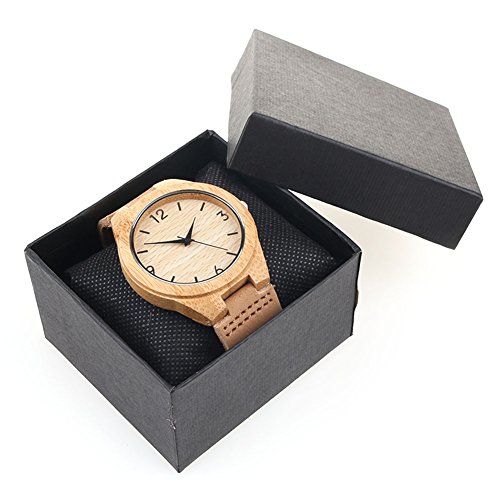 YHANONAL Armbanduhr Wasserdicht Uhr Handgefertigte Holz Armbanduhr Freund Ehemann Geschenk Gift Watch Braun Nummer