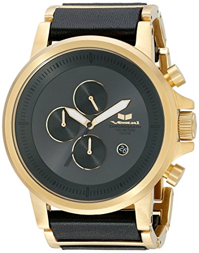 Vestal ple040 Plexi Leder Uhr gold schwarz