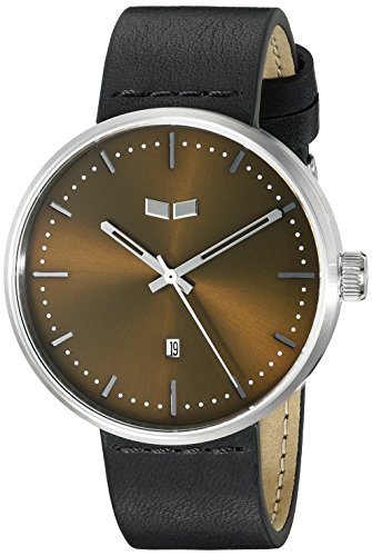 Vestal rst3l03 Herren Edelstahl schwarz Leder Band Braun Zifferblatt Smart Watch