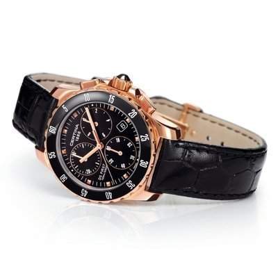 Certina Damen-Armbanduhr XS Chronograph Quarz Leder C0142173605100