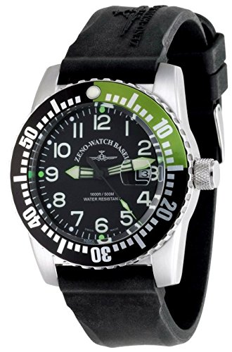 Zeno Watch Airplane Diver Automatic Numbers black green 6349 12 a1 8