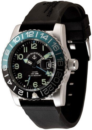 Zeno Watch Airplane Diver Automatic GMT Numbers Dual Time black blue 6349GMT 12 a1 4