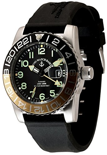 Zeno Watch Airplane Diver Automatic GMT Numbers Dual Time black yellow 6349GMT 12 a1 9