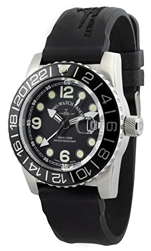 Zeno Watch Airplane Diver Quartz GMT Points Dual Time black 6349Q GMT a1