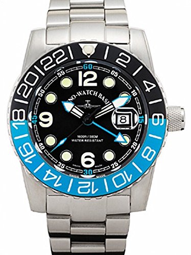 Zeno Watch Airplane Diver Quartz GMT Points Dual Time black blue 6349Q GMT a1 4M