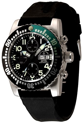 Zeno Watch Airplane Diver Automatic Chronograph Numbers black green 6349TVDD 12 a1 8